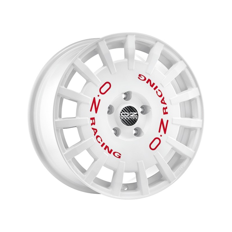 Rally Racing 17x7" 4x100 ET45, White, Red Lettering